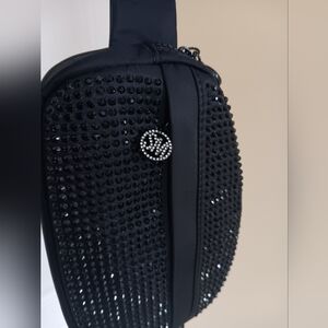 Steve Madden Elegant Black Rhinestone Bag Belt